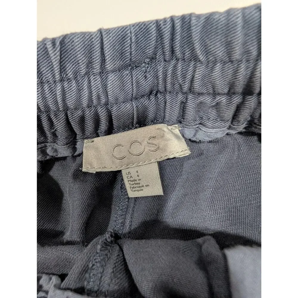 COS Pants Womens 4 Blue Tapered Cotton Blend Pull On Pants‎